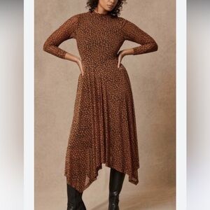 MINT VELVET leaves print Ava Trapeze Floral Mesh Midi Dress size 12